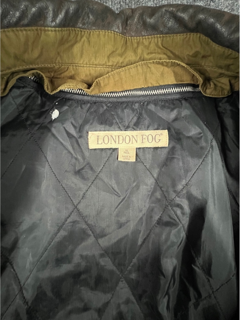 Vintage London Fog Olive Field Jacket Leather Collar Zip Out Liner 90s - Picture 7 of 8